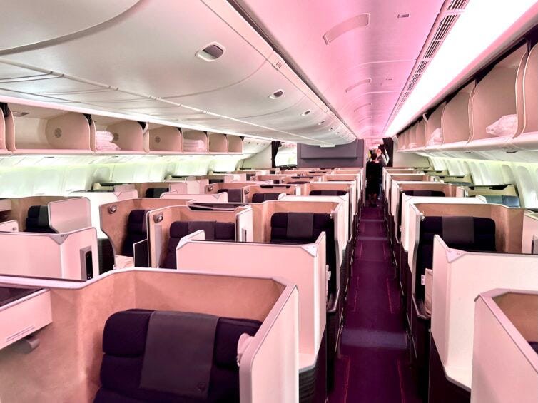 JAL business class cabin interior
